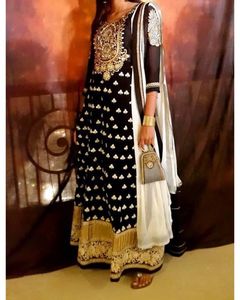Admyrin Black Georgette Anarkali Kurta Set