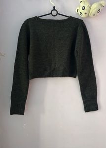 charcoal Gray Button-Down Cardigan