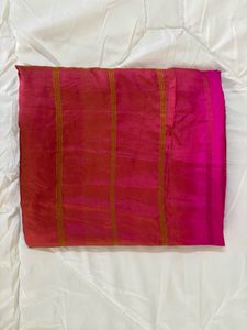 Elegant Pink Silk Saree with Gold Zari