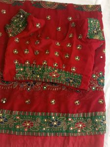 Red Colour Saree With heavy Embroidery