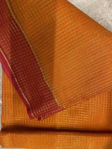 Saree With Zari Piping All Over