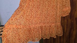 RIO Dress with Bishop Sleeves Orange🍊(M) SIZE