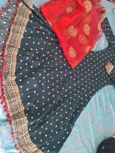 Elegant Polka Dot Anarkali Kurta Set M size