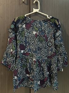 Navy Blue Floral Top