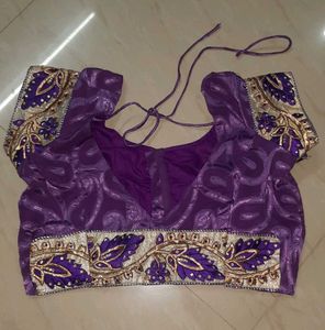 Purple Embroidered Sari