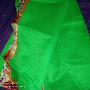 Parrot Green Colored Saree