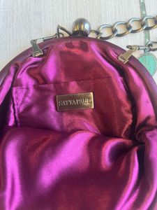 Magenta Party Clutch with Chain