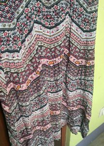 Patterned Cold Shoulder Maxi Dress