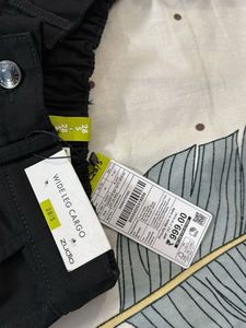 Wide Leg Black Cargo Pants