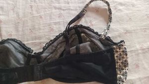 Elegant Black &amp; White Floral Lace Bra – Soft Cotto
