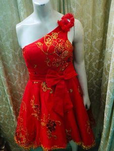 Red & Gold Hi Low Party Dress