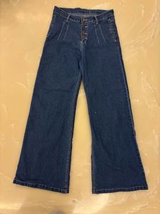 Wide Leg Stretch Denim Jeans
