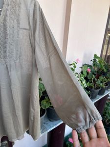 Elegant Olive Green Lace Blouse