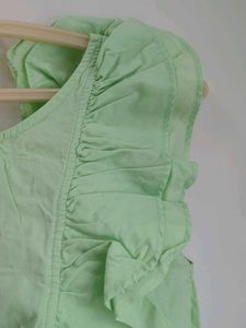 Green Ruffle Sleeveless Top