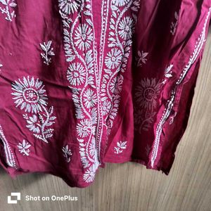 once worn Dark maroonish-red chicken work Embroide