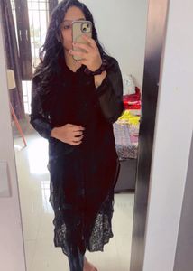 Chikankari Black Straight Kurti