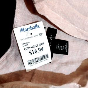 Light Pink Cropped Linen Button-Down