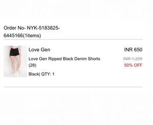 Nykaa Fashion Love Gen Ripped Black Denim Shorts