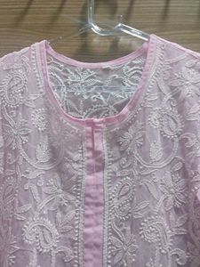 Pink Chikankari Embroidered Kurta