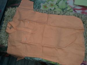 Peach Linen Short Sleeve Shirt