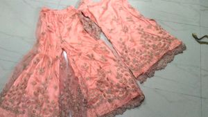Peach Embroidered Kurta Set+Free Saree