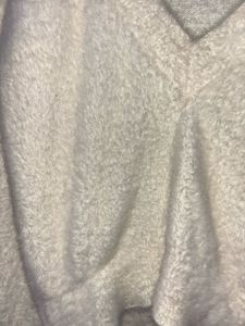 V Neck White Sweater