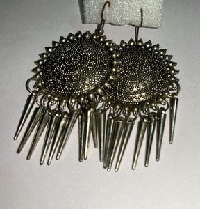 Silver Tone Jhumka Earrings