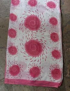 Pink Floral Print Saree