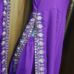 Purple Embroidered Kurta Set