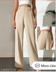 Beige Wide Leg Trousers