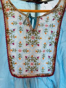 Embroidered Blue Top/ Short Kurti