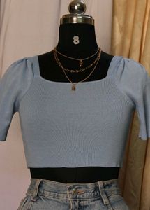 Cute Blue Crop Top