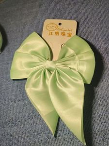 Light Green Ribbon Bow Clip 🎀