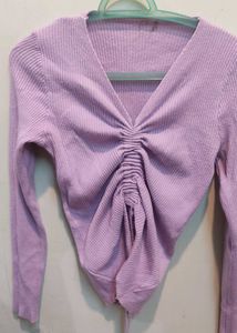 Lilac Cinched Front Long Sleeve