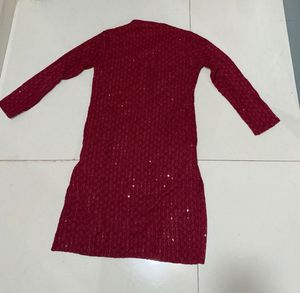 Maroon Embellished Kurta