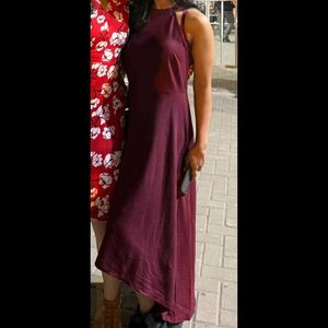 Burgundy Halter Neck Dress