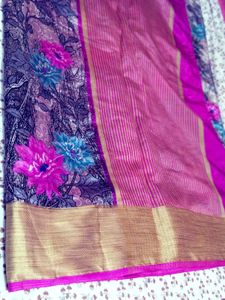 Floral Print  silk Saree