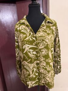 Olive Green Print Shirt