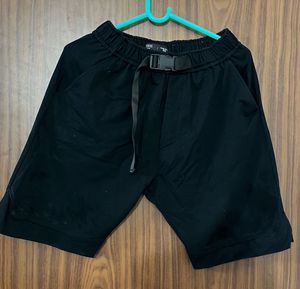 Belted Black Shorts