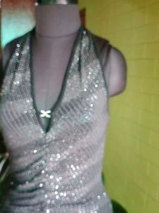 Sparkly Silver Halter Top