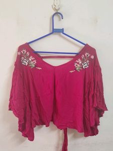 Red Crop Top With Knot