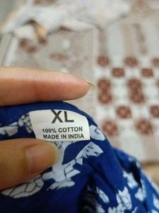 Blue Floral Print Short Kurta