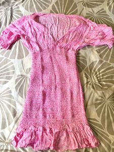 Pink Ruffle Mini Dress