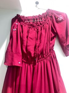 Chic Red Off-Shoulder Dress