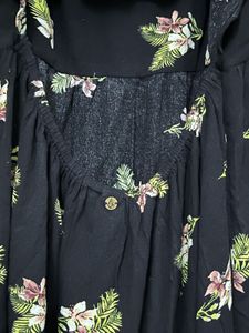 Black Floral Backless Top