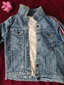 winter Denim Jacket with Stripes