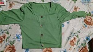 Green Button-Up Top