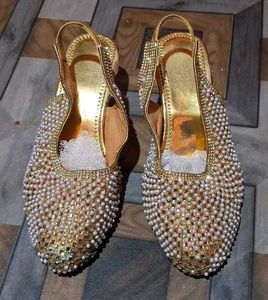 Elegant Gold Embellished Footwear