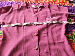 Maroon V-Neck Button-Down Top