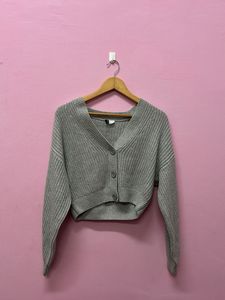Gray Knit Cardigan
